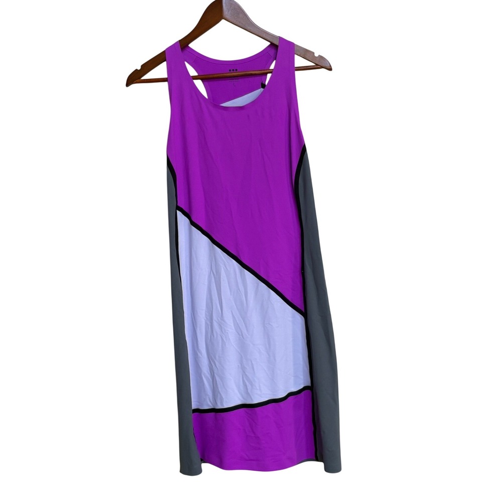 Title Nine Womens Henerala Dress Purple Grey Colorblock Performance Dress Large - Picture 2 of 6